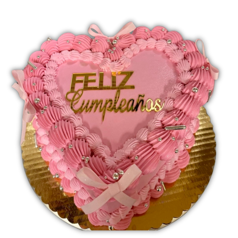 Pastel Tres leches Corazón con Lazos